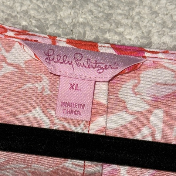 Lilly pulitzer Maya dress Womens Size XL Floral in tango Belted Rayon spring - Picture 8 of 11